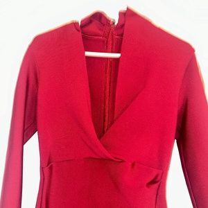 Women's Deep Plunge V Neck Long Sleeve, Knee Length Bodycon Bandage Dress